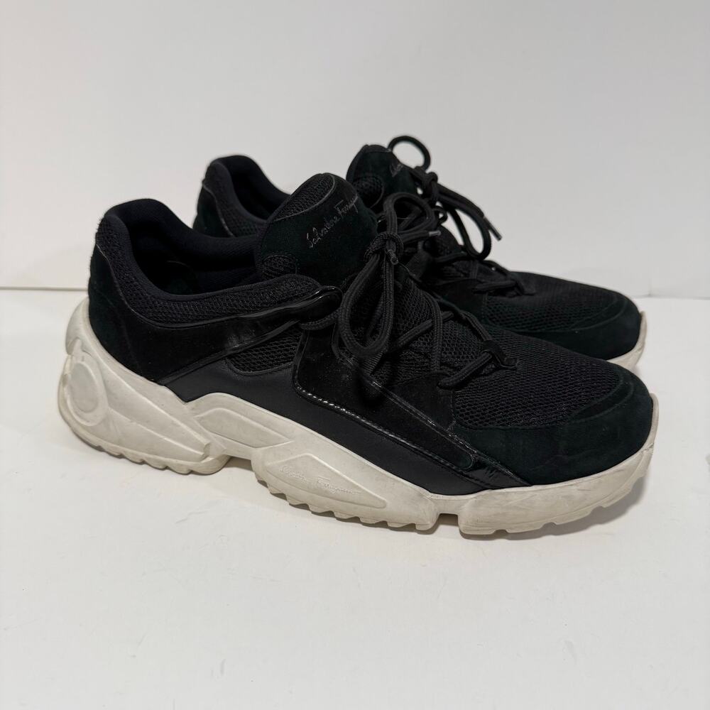 Salvatore Ferragamo Black and White Chunky Athletic Sneakers